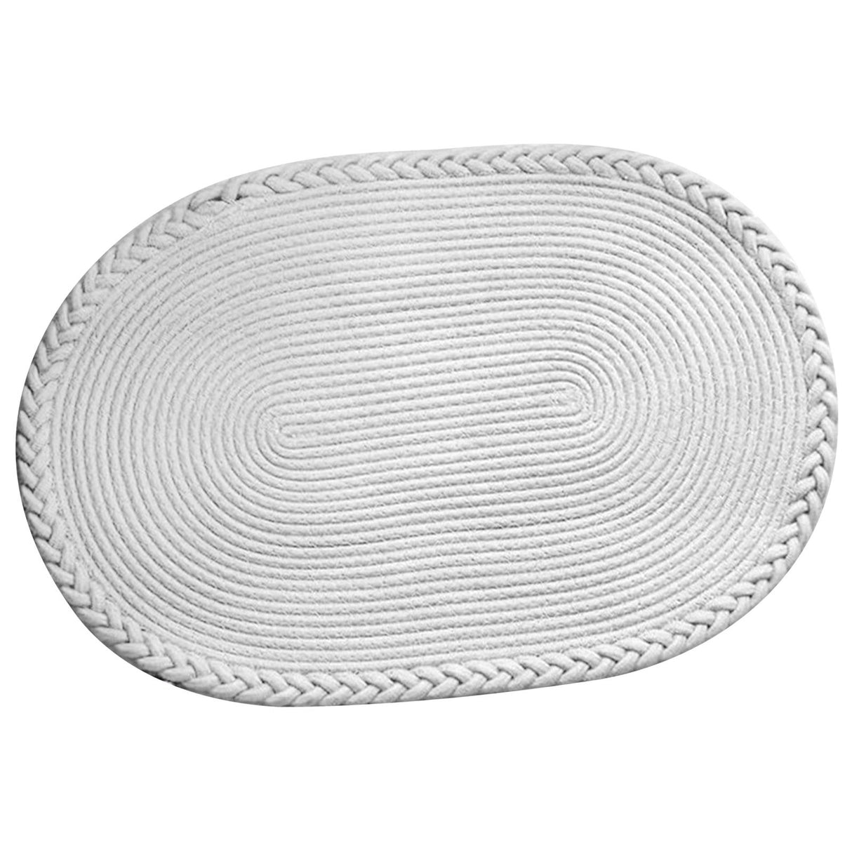 Bedroom Carpet Hand Woven Bedside Rug Study Living Room Oval Carpet Pure Color Floor Mat White
