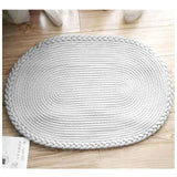 Bedroom Carpet Hand Woven Bedside Rug Study Living Room Oval Carpet Pure Color Floor Mat White
