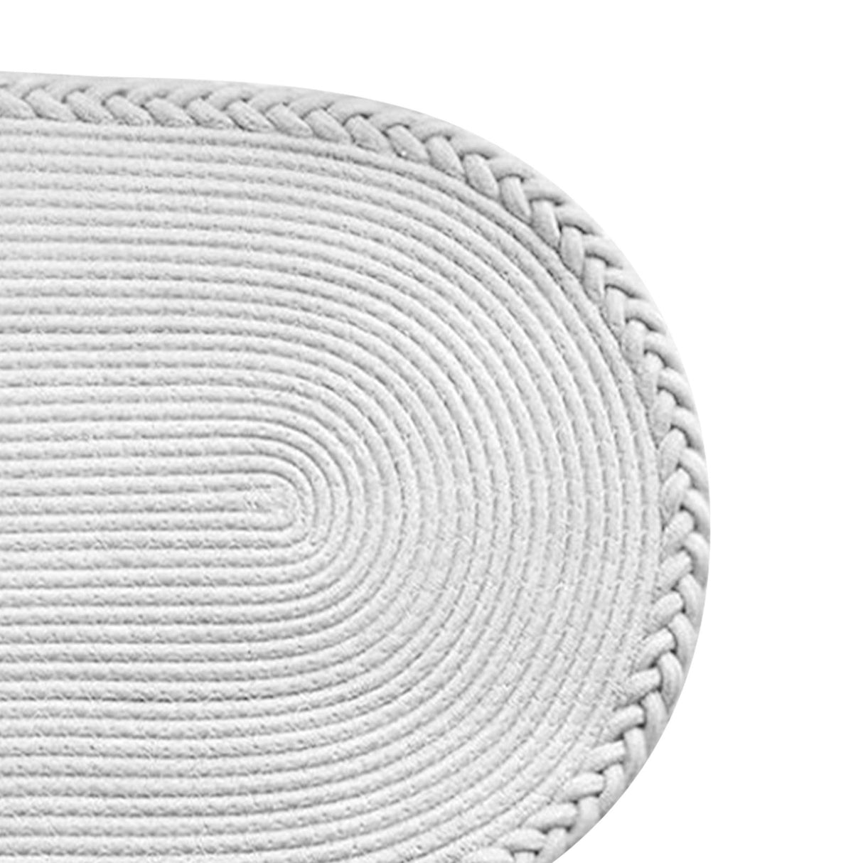 Bedroom Carpet Hand Woven Bedside Rug Study Living Room Oval Carpet Pure Color Floor Mat White