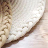 Bedroom Carpet Hand Woven Bedside Rug Study Living Room Oval Carpet Pure Color Floor Mat White - Extra Image