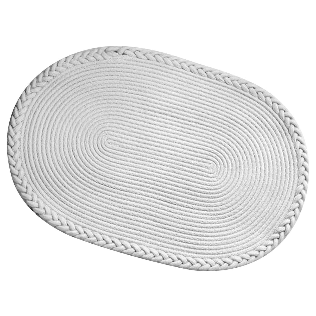 Bedroom Carpet Hand Woven Bedside Rug Study Living Room Oval Carpet Pure Color Floor Mat White