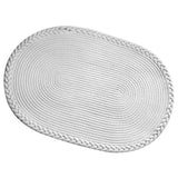 Bedroom Carpet Hand Woven Bedside Rug Study Living Room Oval Carpet Pure Color Floor Mat White - Extra Image