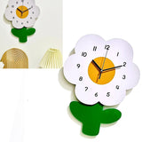 Flower Shaped Wall Clocks for Kids Cartoon Cute Exquisite Silent Wall Clock for Living Rooms Offices 20x30cm/7.9x11.8in - Rear View