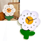 Flower Shaped Wall Clocks for Kids Cartoon Cute Exquisite Silent Wall Clock for Living Rooms Offices 30x40cm/11.8x15.7in - 45-Degree Angle