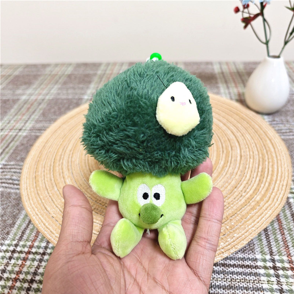 Plush Pendant Cute Broccoli Shape Stuffed Toy PP Cotton Vegetable Pendant for Keychain Keyring Bag Small