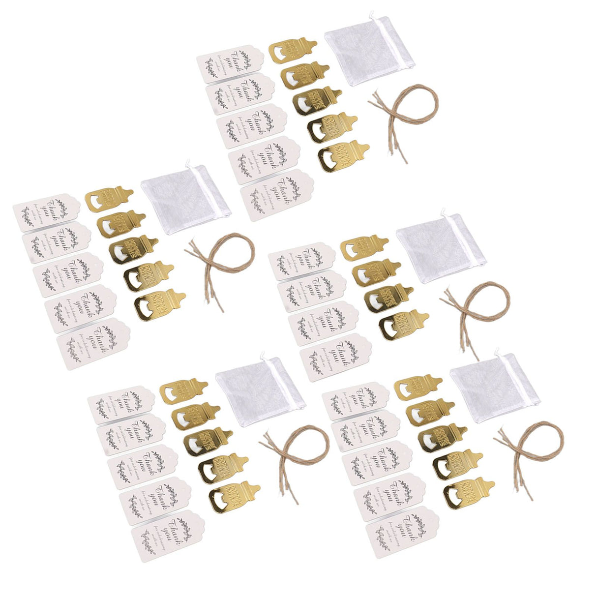 24 Set Baby Bottle Opener Zinc Alloy Cute Baby Bottle Shaped Bottle Opener Baby Shower Return Gift for Baby Shower Party Golden