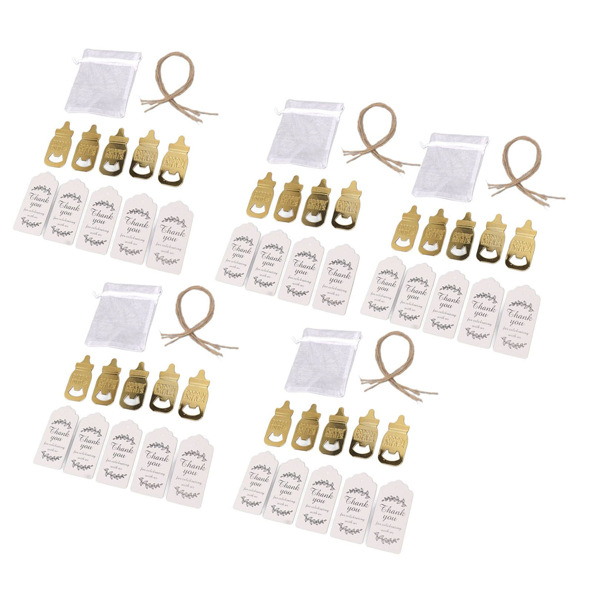 24 Set Baby Bottle Opener Zinc Alloy Cute Baby Bottle Shaped Bottle Opener Baby Shower Return Gift for Baby Shower Party Golden