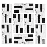 27PCS Kitchen Wallpaper Tile Self Adhesive PVC Wear Resistant White Black Faux Brick for Home Bathroom - Front View