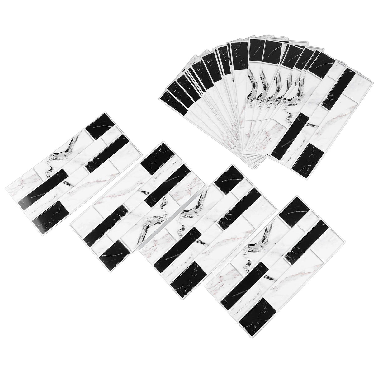 27PCS Kitchen Wallpaper Tile Self Adhesive PVC Wear Resistant White Black Faux Brick for Home Bathroom