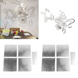 2 Sets 3D Acrylic Mirror Wall Stickers Innovative Flower Rattan Mirror Wall Decal for Living Room TV Background Wall