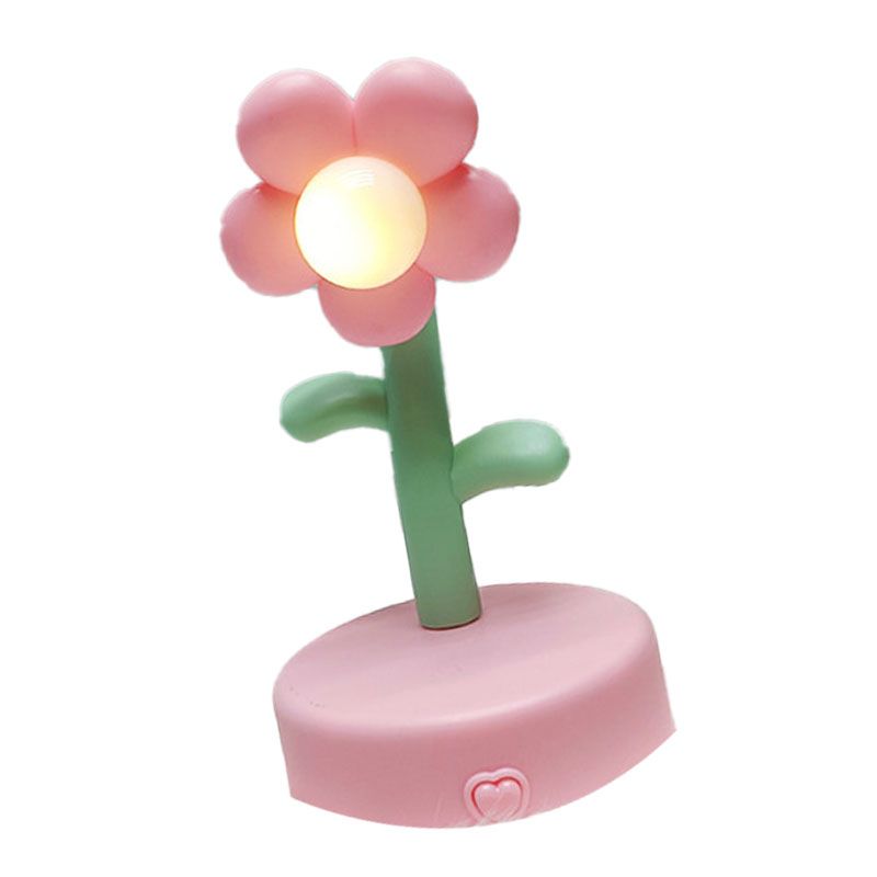 Table Lamp Cute Flower Night Light Portable Desk Lamp Decorative for Office Dorm Decor Pink