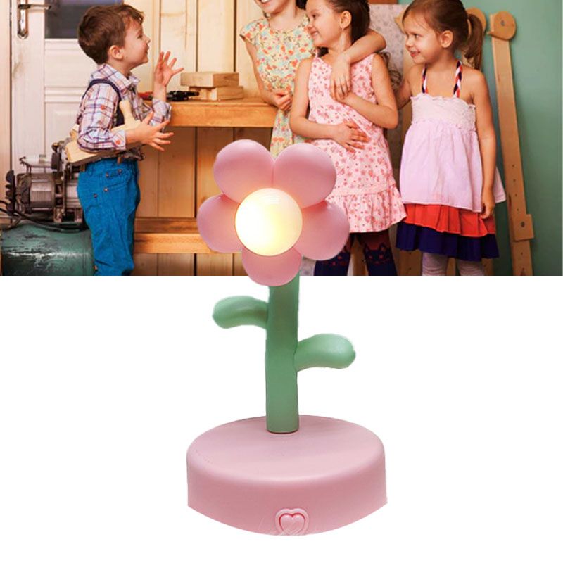 Table Lamp Cute Flower Night Light Portable Desk Lamp Decorative for Office Dorm Decor Pink