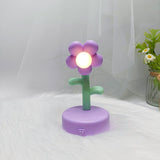 Table Lamp Cute Flower Night Light Portable Desk Lamp Decorative for Office Dorm Decor Purple