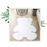Cute Bedroom Rug Soft Bear Shaped Shaggy Floor Mat for Kids Teen Girls Room Floor Living Room White 45x60
