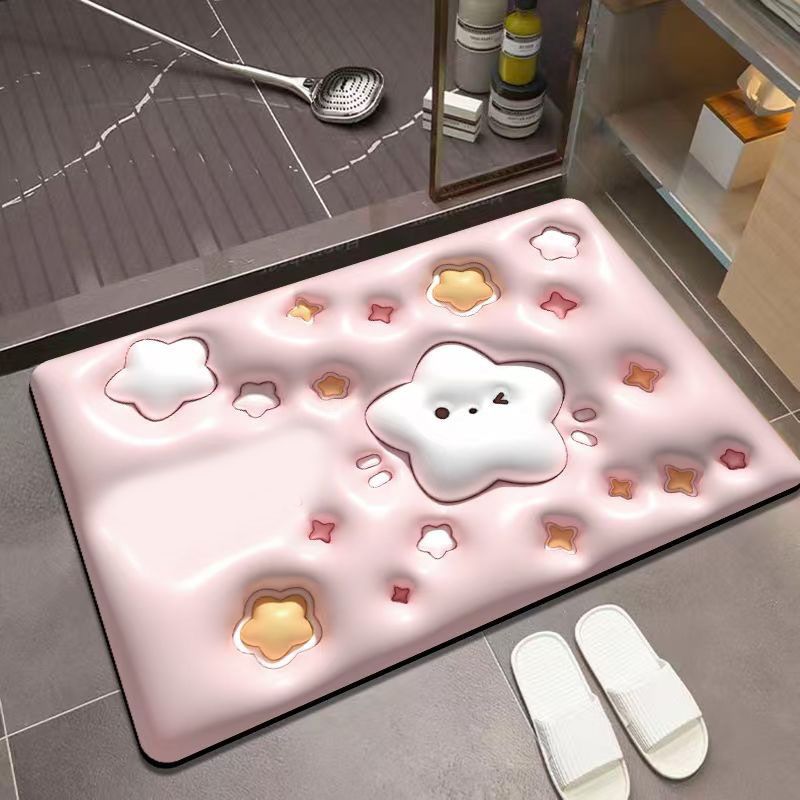 Diatomaceous Earth Floor Mat 3D Visual Water Absorbent Fast Drying Floor Mat for Bathroom H5