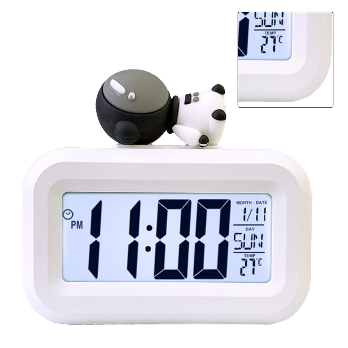 Electronic Clock Cute Cartoon LED Screen Desktop Electronic Alarm Data Time Calendar Temperature Clock Spaceman