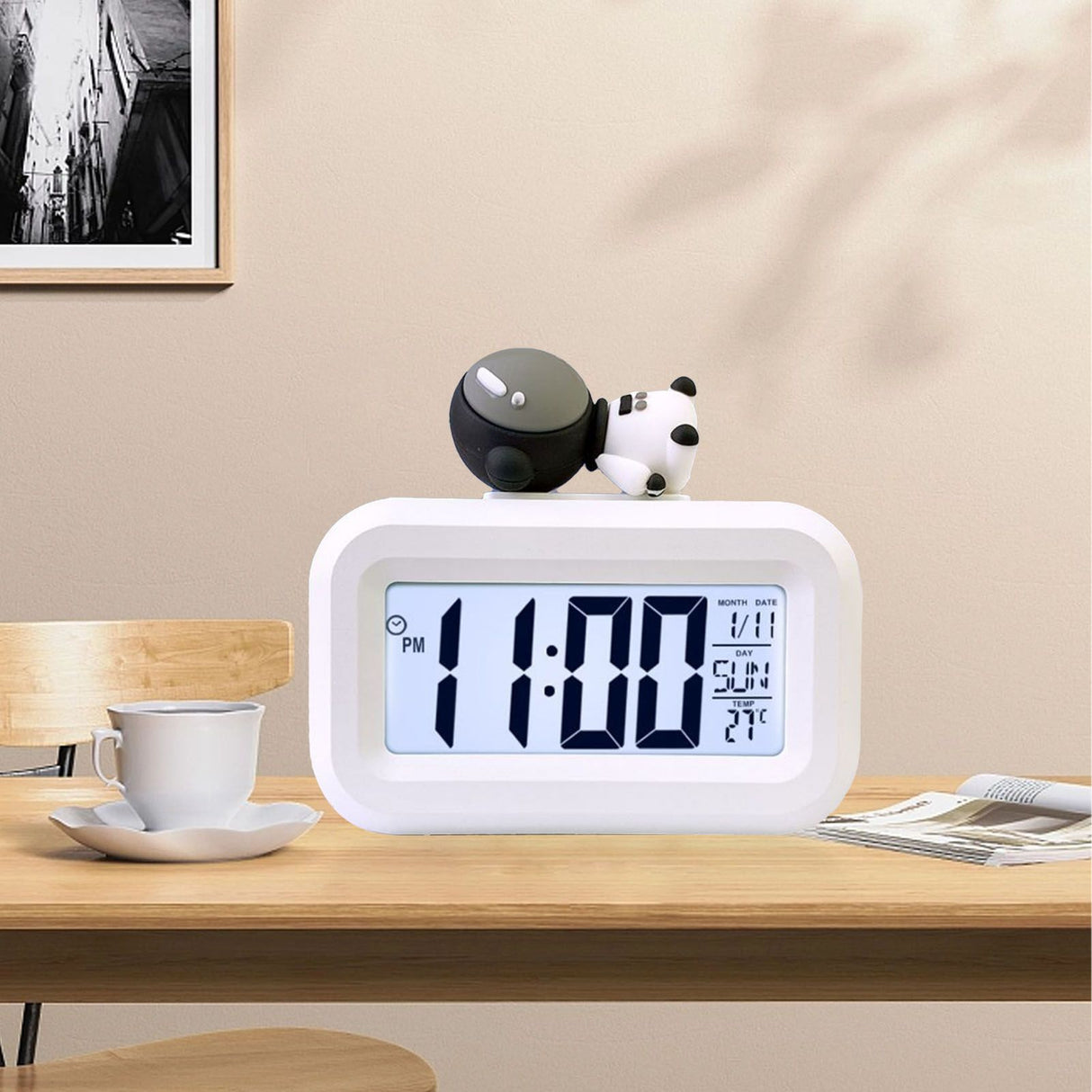 Electronic Clock Cute Cartoon LED Screen Desktop Electronic Alarm Data Time Calendar Temperature Clock Spaceman