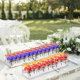 Clear Acrylic Flower Vase Multi Holes Elegant Decorative Long Rectangle Vase for Wedding Home Dining Table Decor 30cm/11.7in - Extra Image