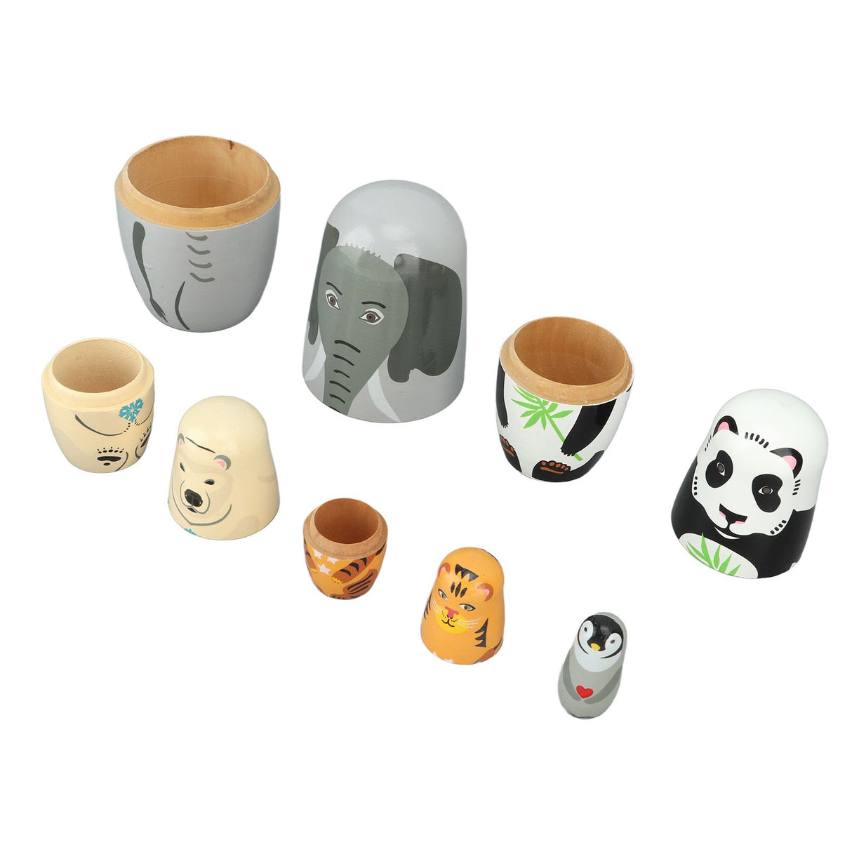 Wooden Animal Nesting Dolls Handcrafted 5 Layer Cute Painted Russian Nesting Dolls Toy Gift for Girls Boys Birthday