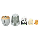 Wooden Animal Nesting Dolls Handcrafted 5 Layer Cute Painted Russian Nesting Dolls Toy Gift for Girls Boys Birthday - Close-Up Angle