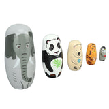 Wooden Animal Nesting Dolls Handcrafted 5 Layer Cute Painted Russian Nesting Dolls Toy Gift for Girls Boys Birthday