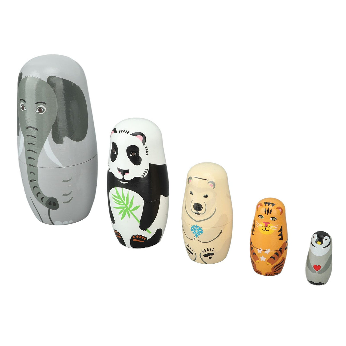 Wooden Animal Nesting Dolls Handcrafted 5 Layer Cute Painted Russian Nesting Dolls Toy Gift for Girls Boys Birthday