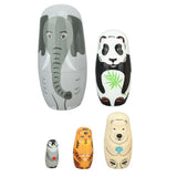 Wooden Animal Nesting Dolls Handcrafted 5 Layer Cute Painted Russian Nesting Dolls Toy Gift for Girls Boys Birthday - Extra Image