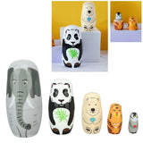 Wooden Animal Nesting Dolls Handcrafted 5 Layer Cute Painted Russian Nesting Dolls Toy Gift for Girls Boys Birthday - Extra Image