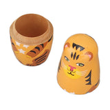 Wooden Animal Nesting Dolls Handcrafted 5 Layer Cute Painted Russian Nesting Dolls Toy Gift for Girls Boys Birthday