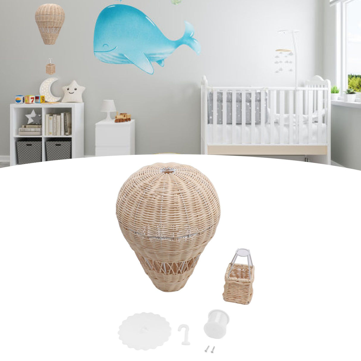 Woven Hot Air Balloon Handcrafted Exquisite Details Rattan Weaving Decoration for Kids Room Party Photo Prop