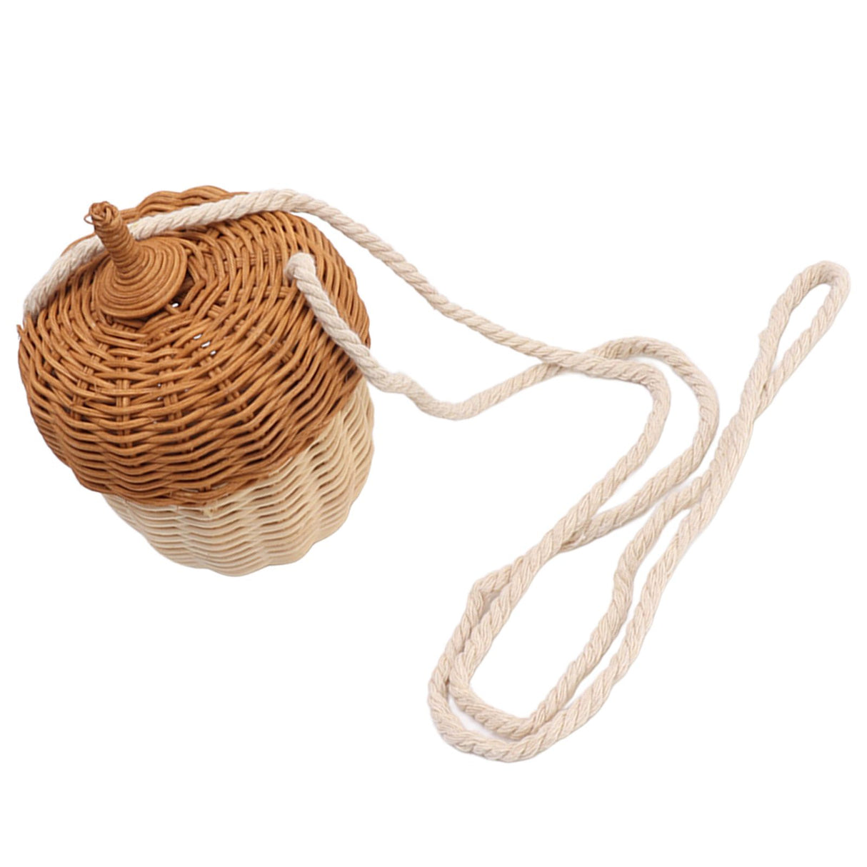 Kids Rattan Storage Basket Hand Woven Decorative Acorn Shaped Basket Bag for Boys Girls Photography Props Small Shoulder Bag