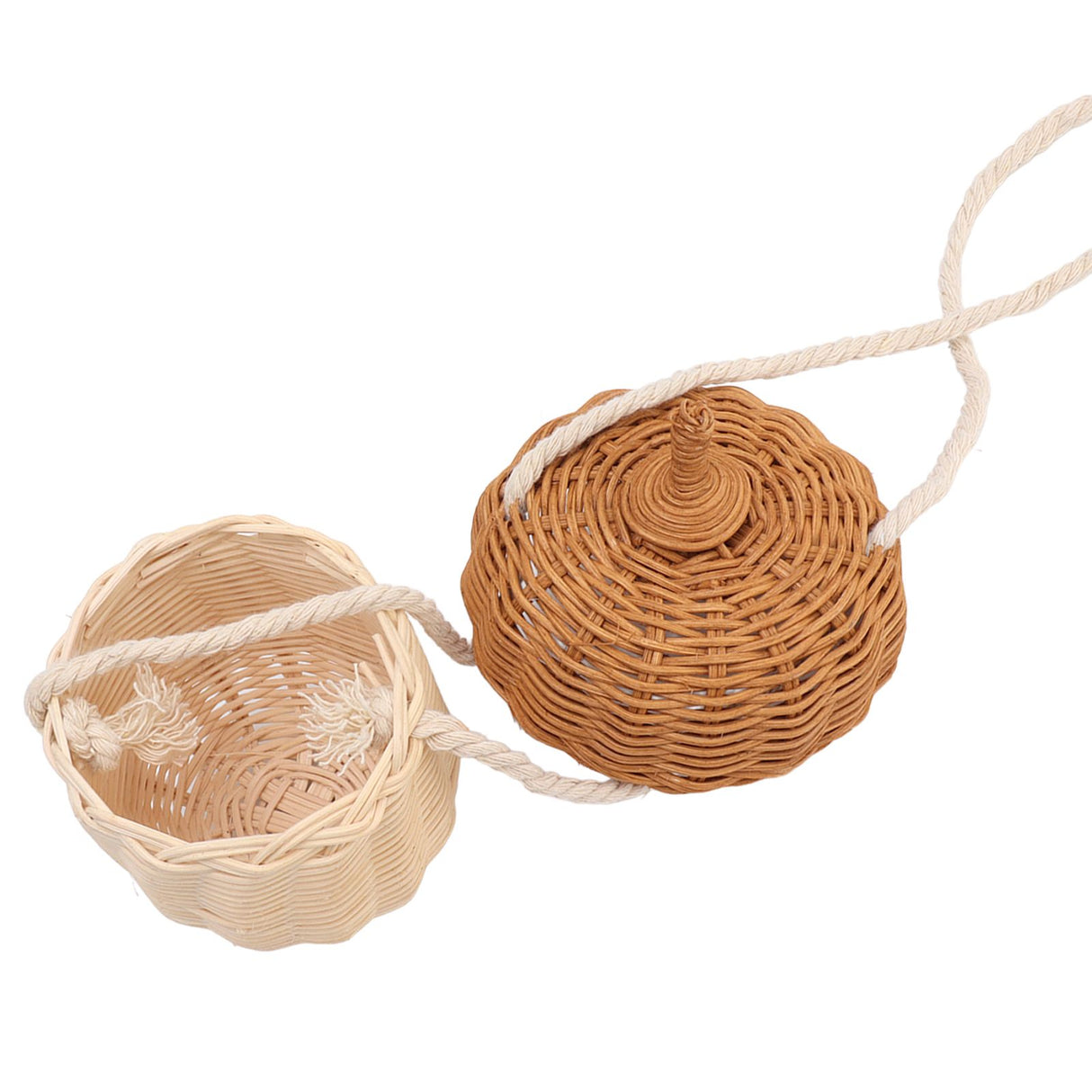 Kids Rattan Storage Basket Hand Woven Decorative Acorn Shaped Basket Bag for Boys Girls Photography Props Small Shoulder Bag