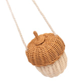 Kids Rattan Storage Basket Hand Woven Decorative Acorn Shaped Basket Bag for Boys Girls Photography Props Small Shoulder Bag - Extra Image