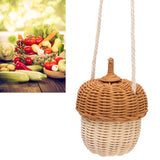Kids Rattan Storage Basket Hand Woven Decorative Acorn Shaped Basket Bag for Boys Girls Photography Props Small Shoulder Bag