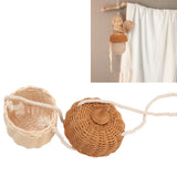 Kids Rattan Storage Basket Hand Woven Decorative Acorn Shaped Basket Bag for Boys Girls Photography Props Small Shoulder Bag