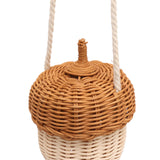 Kids Rattan Storage Basket Hand Woven Decorative Acorn Shaped Basket Bag for Boys Girls Photography Props Small Shoulder Bag - Extra Image