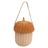 Kids Rattan Storage Basket Hand Woven Decorative Acorn Shaped Basket Bag for Boys Girls Photography Props Large Handbag