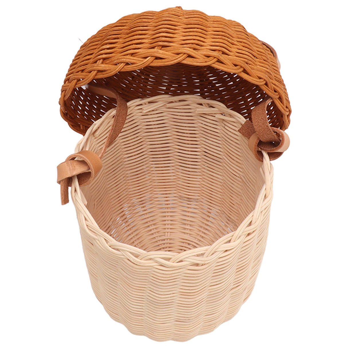 Kids Rattan Storage Basket Hand Woven Decorative Acorn Shaped Basket Bag for Boys Girls Photography Props Large Handbag