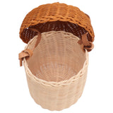 Kids Rattan Storage Basket Hand Woven Decorative Acorn Shaped Basket Bag for Boys Girls Photography Props Large Handbag - Low Angle
