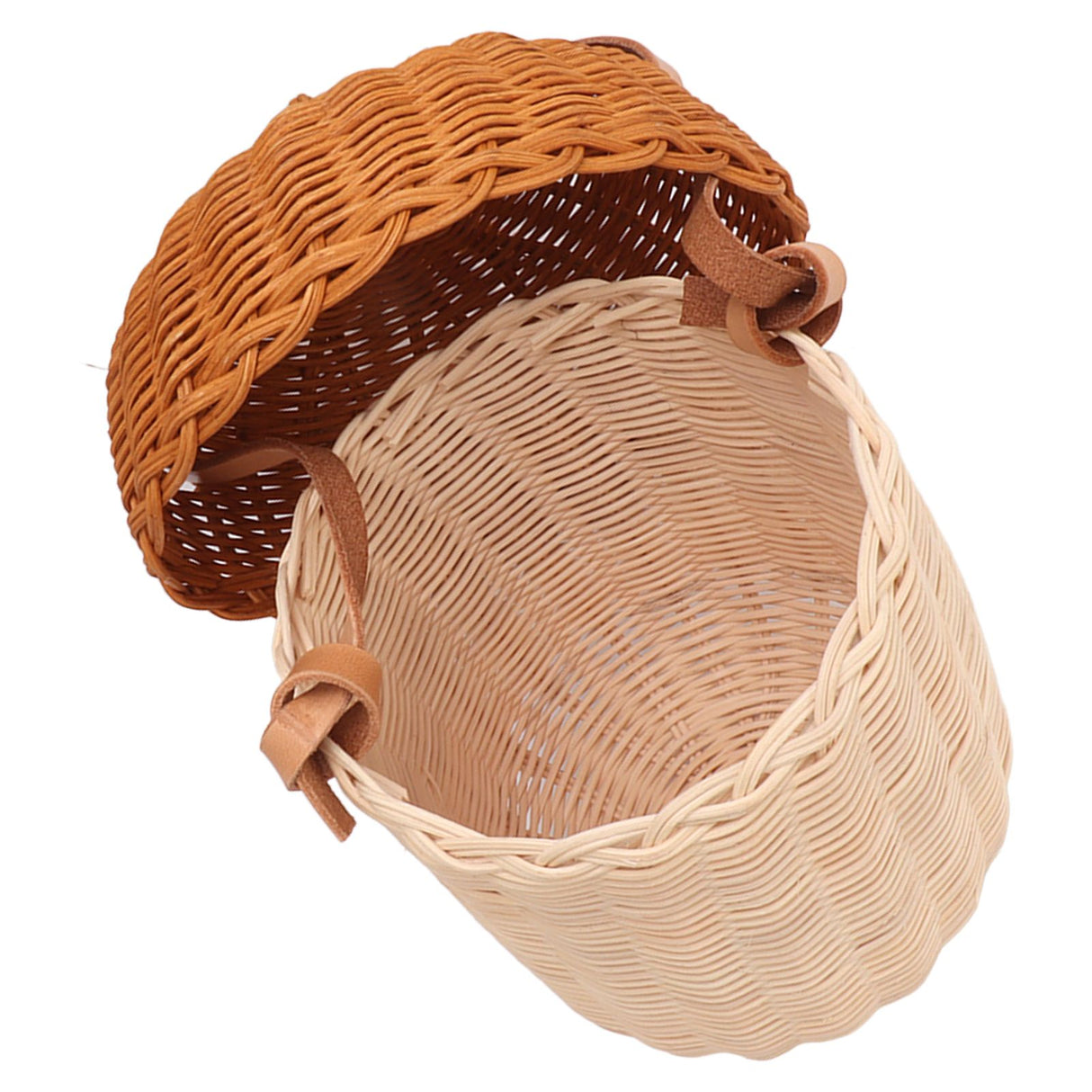 Kids Rattan Storage Basket Hand Woven Decorative Acorn Shaped Basket Bag for Boys Girls Photography Props Large Handbag