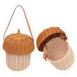Kids Rattan Storage Basket Hand Woven Decorative Acorn Shaped Basket Bag for Boys Girls Photography Props Large Handbag