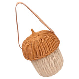 Kids Rattan Storage Basket Hand Woven Decorative Acorn Shaped Basket Bag for Boys Girls Photography Props Large Handbag