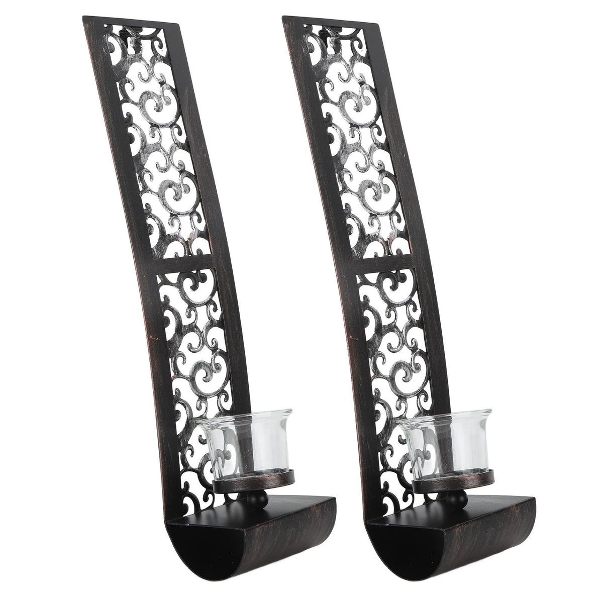 2pcs Wall Candle Holders Exquisite Iron Art Wall Candlestick Durable Antique Candle Scones Wall Decoration for Home Restaurant Office
