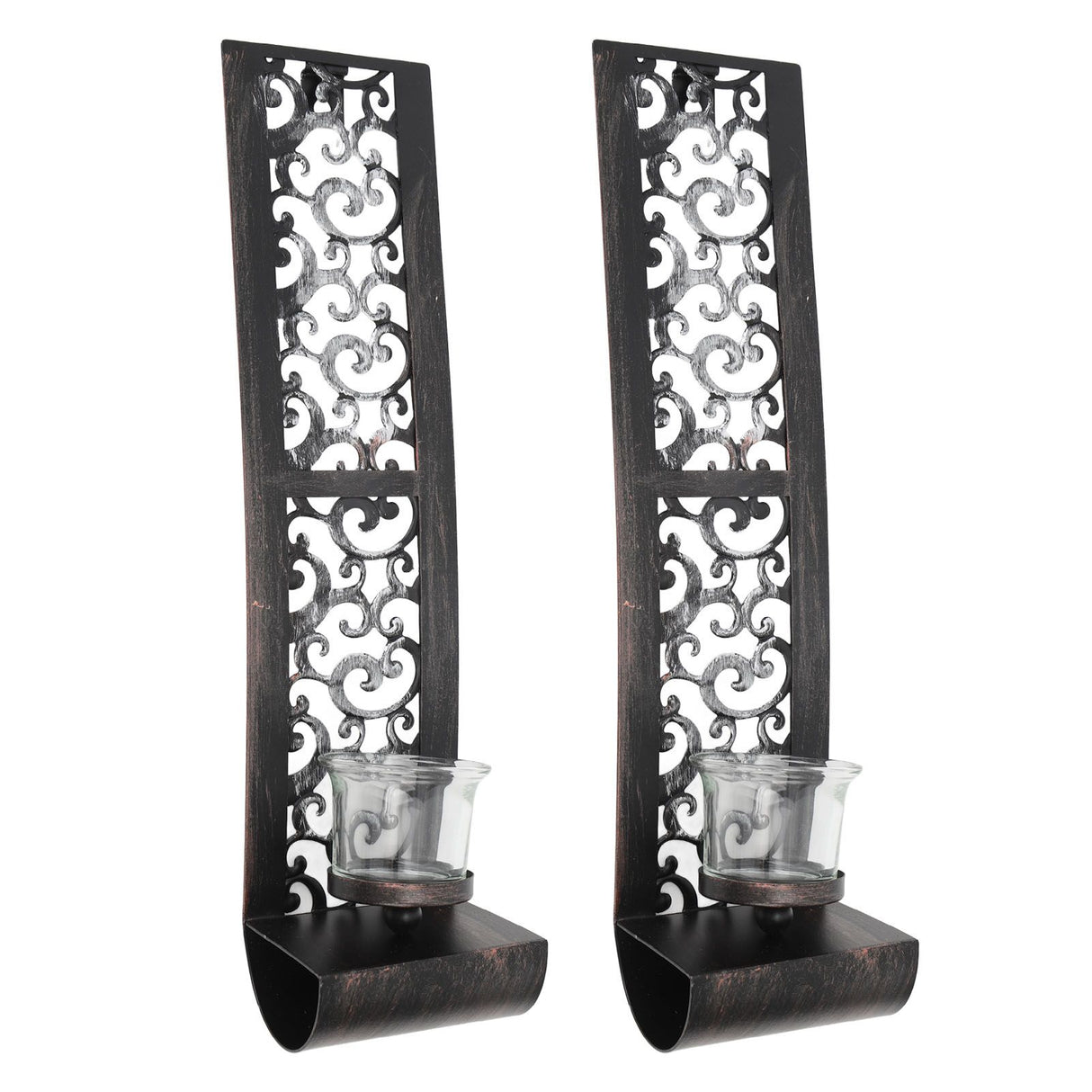 2pcs Wall Candle Holders Exquisite Iron Art Wall Candlestick Durable Antique Candle Scones Wall Decoration for Home Restaurant Office