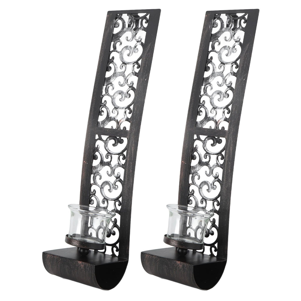 2pcs Wall Candle Holders Exquisite Iron Art Wall Candlestick Durable Antique Candle Scones Wall Decoration for Home Restaurant Office