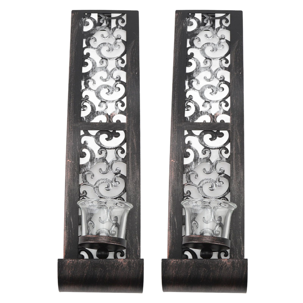 2pcs Wall Candle Holders Exquisite Iron Art Wall Candlestick Durable Antique Candle Scones Wall Decoration for Home Restaurant Office