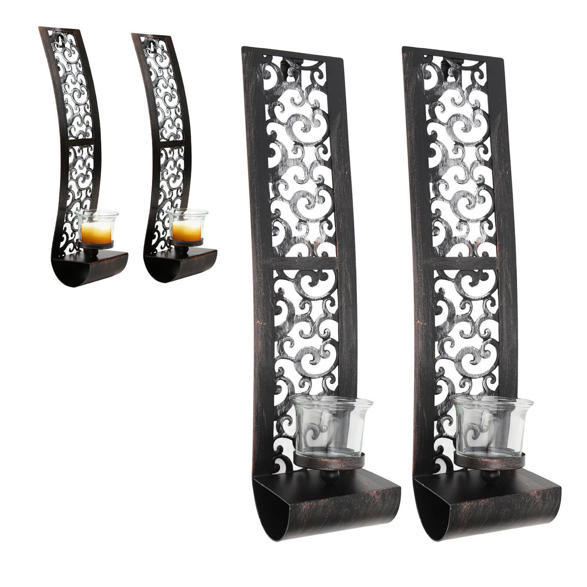 2pcs Wall Candle Holders Exquisite Iron Art Wall Candlestick Durable Antique Candle Scones Wall Decoration for Home Restaurant Office