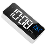 Mirror LED Alarm Clock Two Sets of Alarm Rechargeable Voice Activated Digital Clock for Bedrooms Bedside Desk Silver - Close-Up Angle