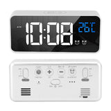 Mirror LED Alarm Clock Two Sets of Alarm Rechargeable Voice Activated Digital Clock for Bedrooms Bedside Desk Silver