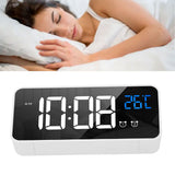 Mirror LED Alarm Clock Two Sets of Alarm Rechargeable Voice Activated Digital Clock for Bedrooms Bedside Desk Silver - Extra Image